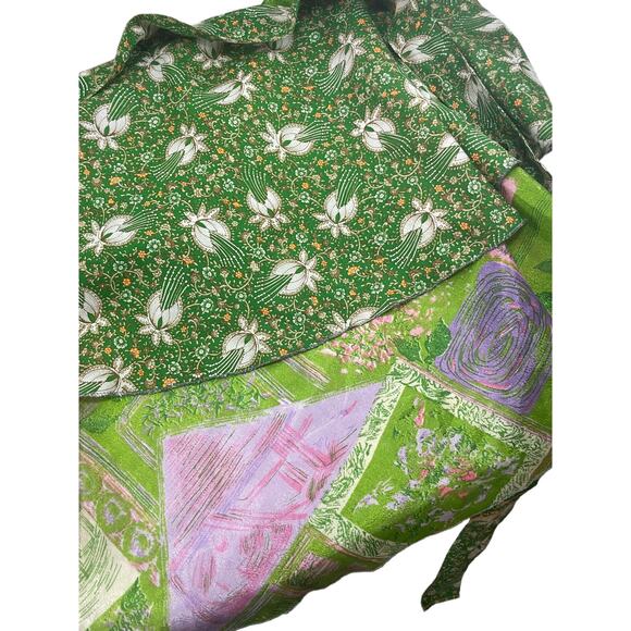 EARTHBOUND TRADING Co. WRAP SKIRT GREEN FLORAL SILK ONE SIZE FIT MOST FAIRY CORE - Picture 9 of 16